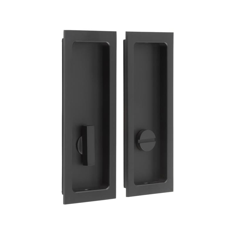 This is an image showing the Burlington - 150x55x3mm rectangular WC flush pull set - Matt Black available to order from Trade Door Handles in Kendal