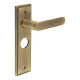 High quality image of Burlington - Kensington Door Handle Bathroom Backplate Antique Brass Sku. BUR25KIT10
