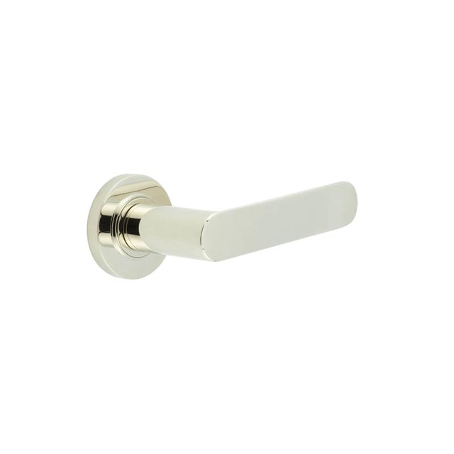 High quality image of Burlington - Kensington Door Handles Plain Rose Polished Nickel Sku. BUR25KIT157