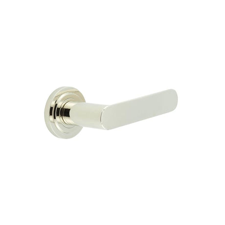 This is an image showing the Frelan - Kensington Door Handles Stepped Rose Polished Nickel available to order from Trade Door Handles in Kendal