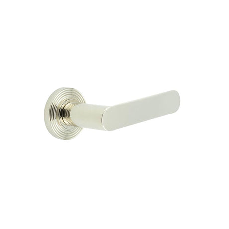 High quality image of Burlington - Kensington Door Handles Reeded Rose Polished Nickel Sku. BUR25KIT160