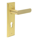 High quality image of Burlington - Kensington Door Handle Din Euro Backplate Satin Brass Sku. BUR25KIT246
