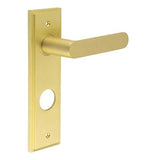High quality image of Burlington - Kensington Door Handle Din Bathroom Backplate Satin Brass Sku. BUR25KIT247