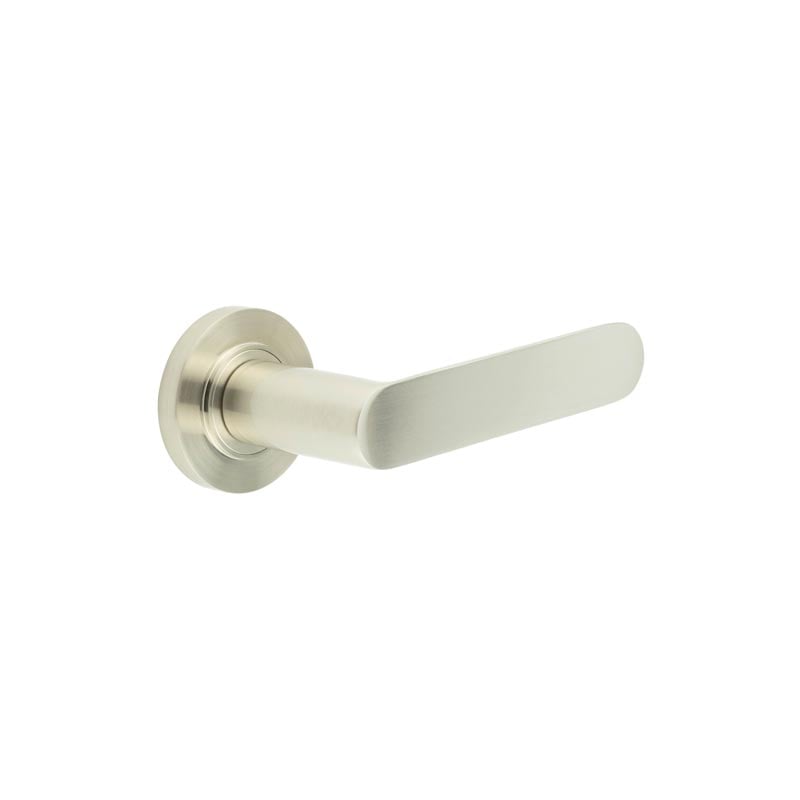 This is an image showing the Frelan - Kensington Door Handles Plain Rose Satin Nickel available to order from Trade Door Handles in Kendal