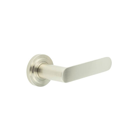 High quality image of Burlington - Kensington Door Handles Stepped Rose Satin Nickel Sku. BUR25KIT315