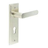 High quality image of Burlington - Kensington Door Handle Din Euro Backplate Satin Nickel Sku. BUR25KIT324