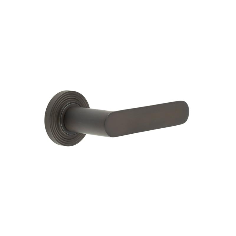 This is an image showing the Frelan - Kensington Door Handles Stepped Rose Dark Bronze available to order from Trade Door Handles in Kendal