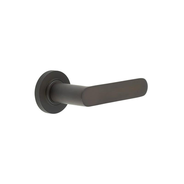 This is an image showing the Frelan - Kensington Door Handles Reeded Rose Dark Bronze available to order from Trade Door Handles in Kendal