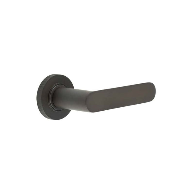 This is an image showing the Frelan - Kensington Door Handles Knurled Rose Dark Bronze available to order from Trade Door Handles in Kendal