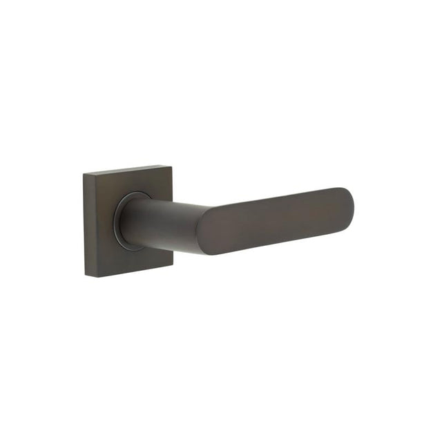 This is an image showing the Frelan - Kensington Door Handles Square Plain Rose Dark Bronze available to order from Trade Door Handles in Kendal