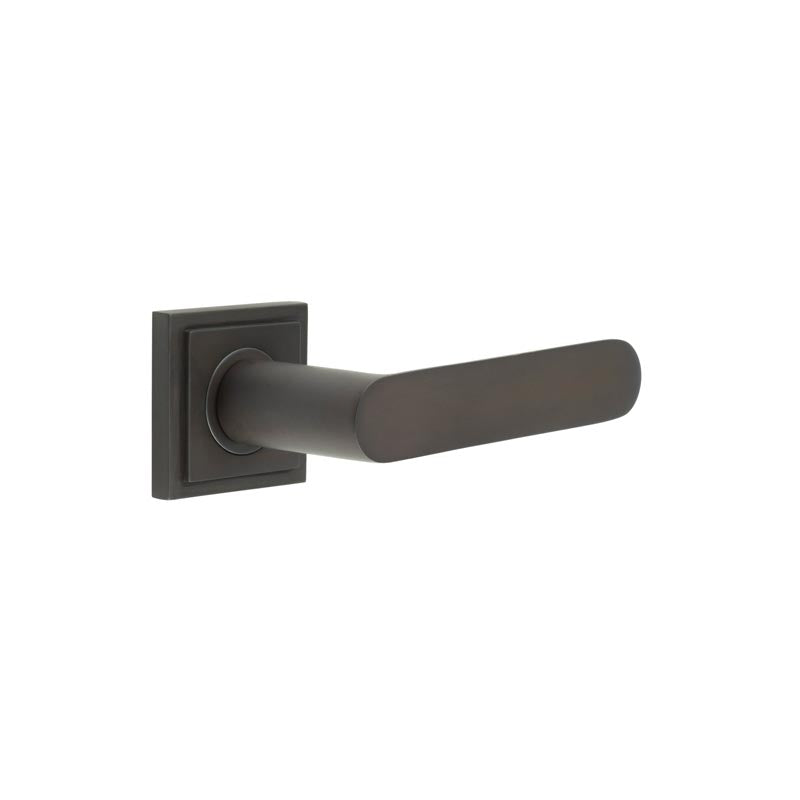High quality image of Burlington - Kensington Door Handles Square Stepped Rose Dark Bronze Sku. BUR25KIT85