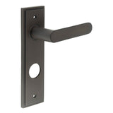 High quality image of Burlington - Kensington Door Handle Din Bathroom Backplate Dark Bronze Sku. BUR25KIT91