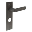 This is an image showing the Frelan - Kensington Door Handle Din Bathroom Backplate Dark Bronze available to order from Trade Door Handles in Kendal