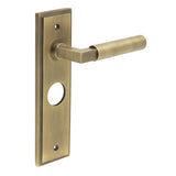 High quality image of Burlington - Westminster Door Handle Bathroom Backplate Antique Brass Sku. BUR30KIT10