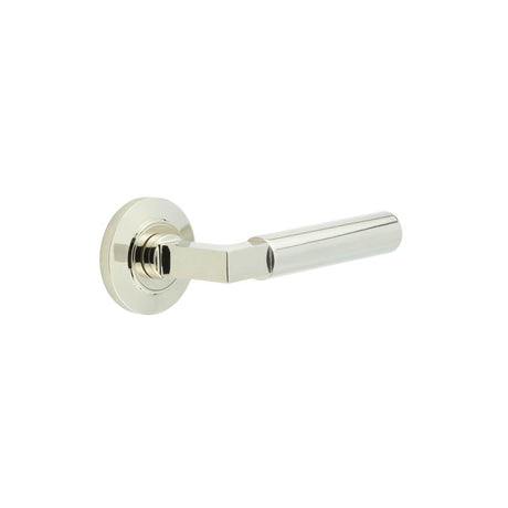 High quality image of Burlington - Westminster Door Handles Chamfered Rose Polished Nickel Sku. BUR30KIT158