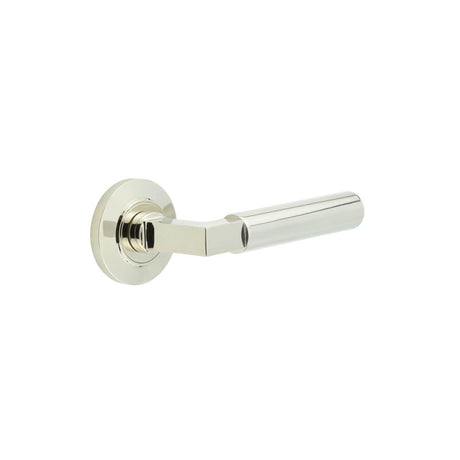 This is an image showing the Frelan - Westminster Door Handles Chamfered Rose Polished Nickel available to order from Trade Door Handles in Kendal