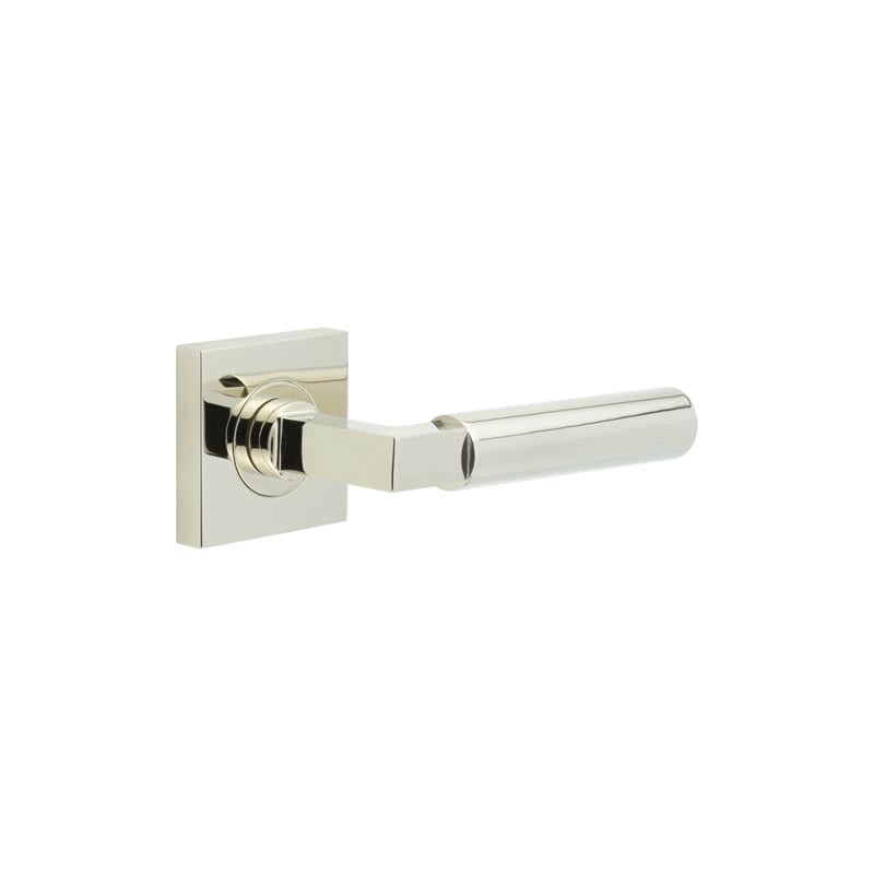 This is an image showing the Frelan - Westminster Door Handles Square Plain Polished Nickel available to order from Trade Door Handles in Kendal