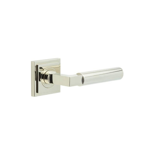 This is an image showing the Frelan - Westminster Door Handles Square Stepped Polished Nickel available to order from Trade Door Handles in Kendal