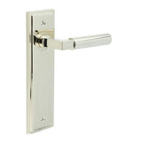 High quality image of Burlington - Westminster Door Handle Latch Backplate Polished Nickel Sku. BUR30KIT164