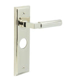 High quality image of Burlington - Westminster Door Handle Bathroom Backplate Polished Nickel Sku. BUR30KIT166
