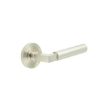 High quality image of Burlington - Westminster Door Handles Reeded Rose Satin Nickel Sku. BUR30KIT316
