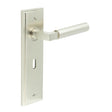 This is an image showing the Frelan - Westminster Door Handle Lock Backplate Satin Nickel available to order from Trade Door Handles in Kendal