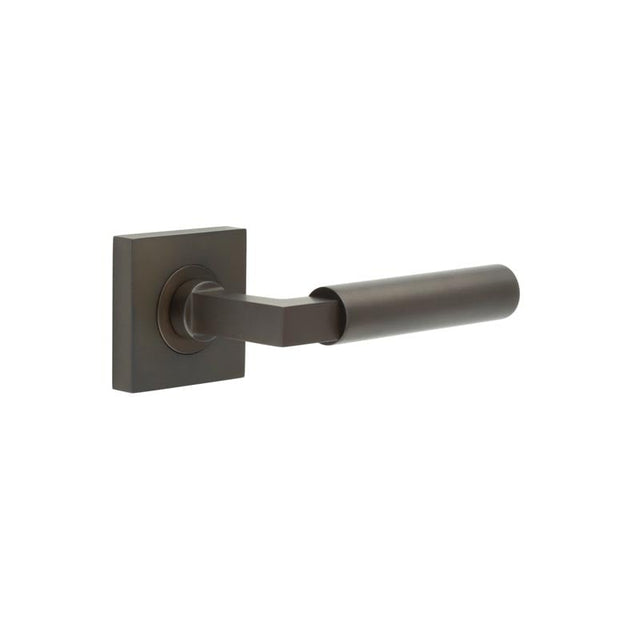 This is an image showing the Frelan - Westminster Door Handles Square Plain Dark Bronze available to order from Trade Door Handles in Kendal