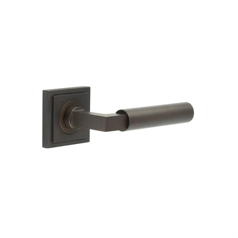 High quality image of Burlington - Westminster Door Handles Square Stepped Dark Bronze Sku. BUR30KIT85