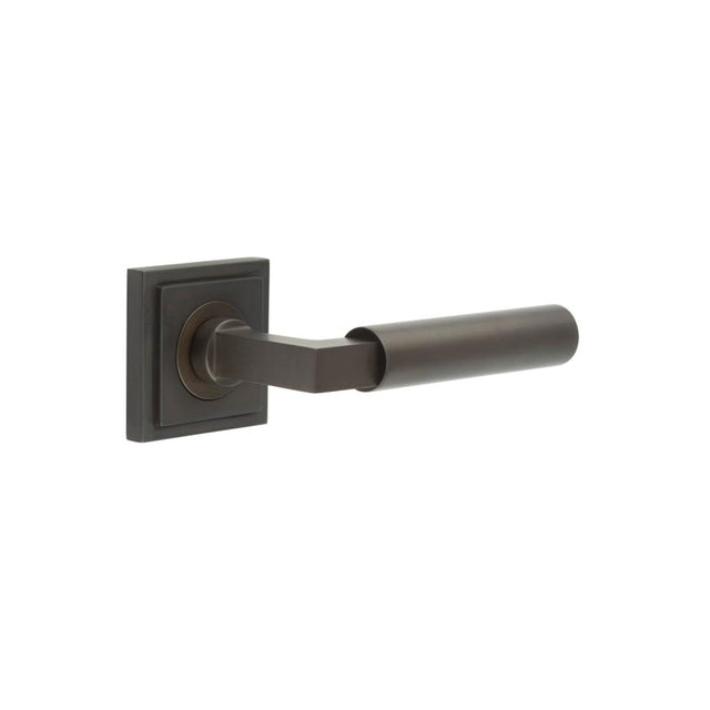 High quality image of Burlington - Westminster Door Handles Square Stepped Dark Bronze Sku. BUR30KIT85