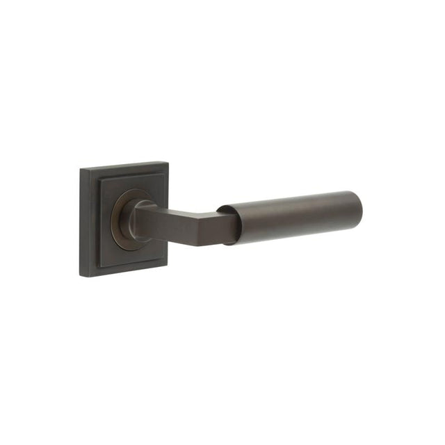 This is an image showing the Frelan - Westminster Door Handles Square Stepped Dark Bronze available to order from Trade Door Handles in Kendal