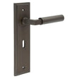 High quality image of Burlington - Westminster Door Handle Lock Backplate Dark Bronze Sku. BUR30KIT87