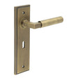 High quality image of Burlington - Westminster Door Handle Lock Backplate Antique Brass Sku. BUR30KIT9