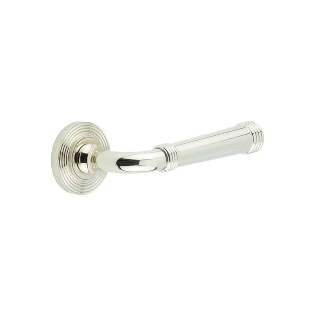 High quality image of Burlington - Highgate Door Handles Reeded Rose Polished Nickel Sku. BUR35KIT160