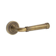 This is an image showing the Frelan - Highgate Door Handles Plain Rose Antique Brass available to order from Trade Door Handles in Kendal