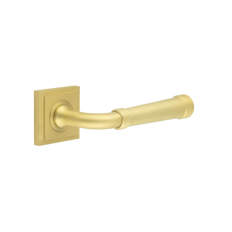 High quality image of Burlington - Highgate Door Handles Square Stepped Satin Brass Sku. BUR35KIT241