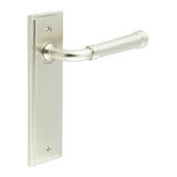 High quality image of Burlington - Highgate Door Handle Latch Backplate Satin Nickel Sku. BUR35KIT320