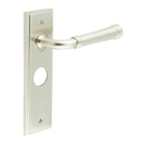 High quality image of Burlington - Highgate Door Handle Bathroom Backplate Satin Nickel Sku. BUR35KIT322