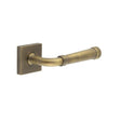 This is an image showing the Frelan - Highgate Door Handles Square Plain Rose Antique Brass available to order from Trade Door Handles in Kendal