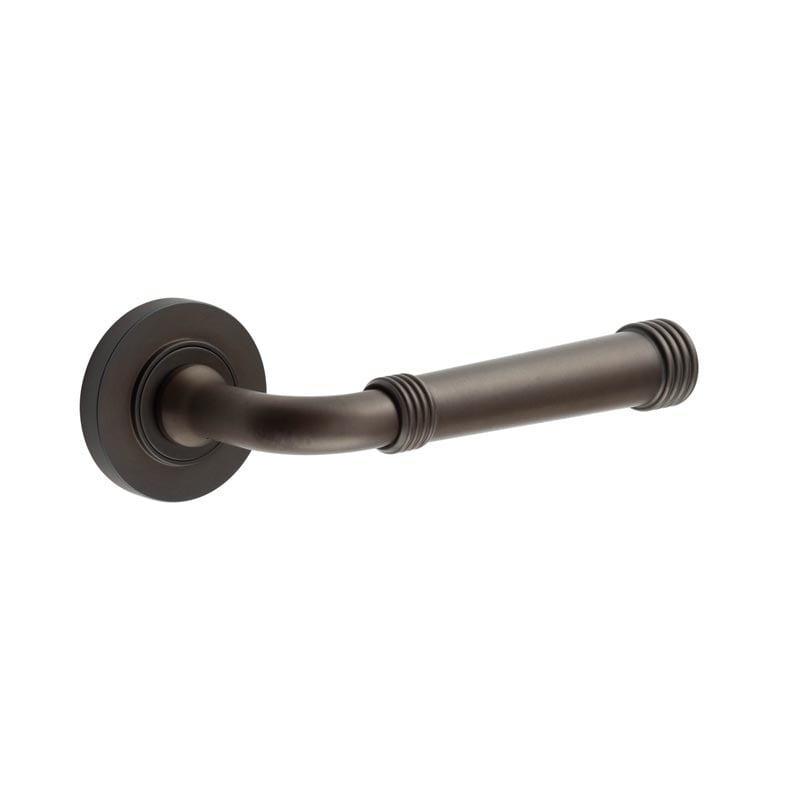 This is an image showing the Frelan - Highgate Door Handles Plain Rose Dark Bronze available to order from Trade Door Handles in Kendal