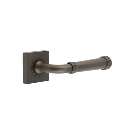 High quality image of Burlington - Highgate Door Handles Square Plain Dark Bronze Sku. BUR35KIT84
