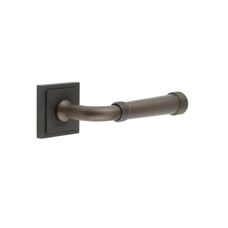 High quality image of Burlington - Highgate Door Handles Square Stepped Dark Bronze Sku. BUR35KIT85
