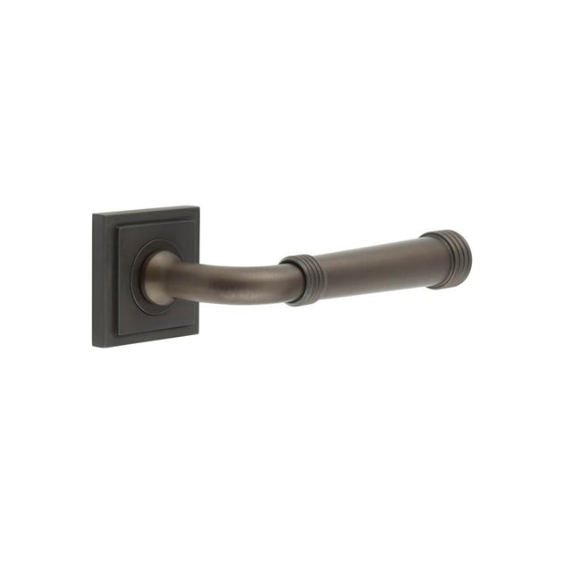 High quality image of Burlington - Highgate Door Handles Square Stepped Dark Bronze Sku. BUR35KIT85