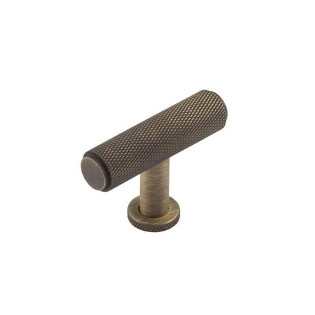 High quality image of Burlington - Piccadilly Knurled T Bar Cupboard Knobs Antique Brass Sku. BUR401AB