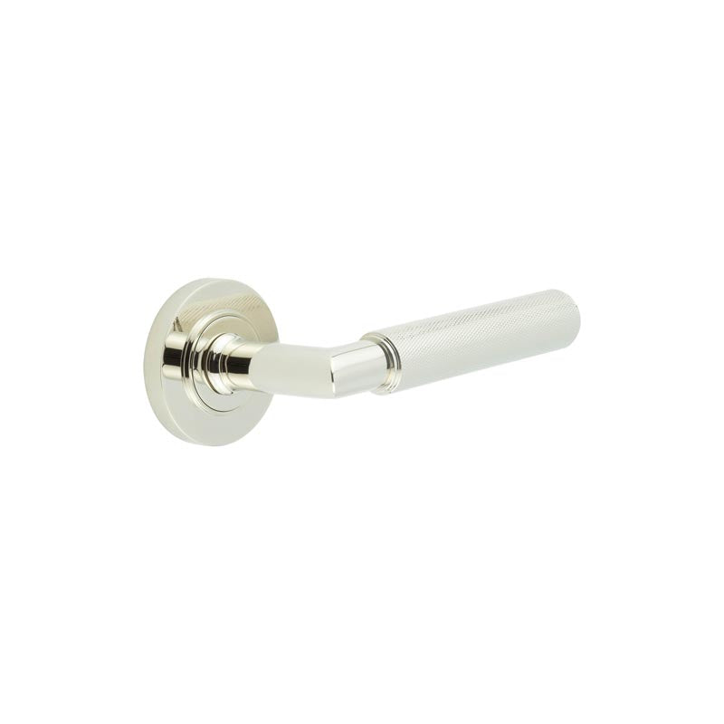 High quality image of Burlington - Piccadilly Door Handle on Plain Rose Polished Nickel Sku. BUR40KIT157