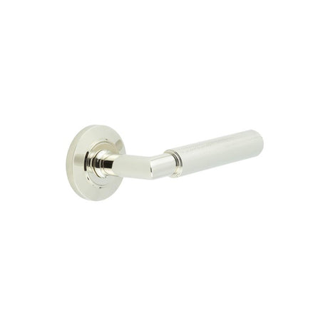 High quality image of Burlington - Piccadilly Door Handle on Chamfered Rose Polished Nickel Sku. BUR40KIT158