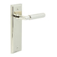 This is an image showing the Frelan - Piccadilly Door Handle Latch Backplate Polished Nickel available to order from Trade Door Handles in Kendal