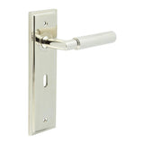 High quality image of Burlington - Piccadilly Door Handle Lock Backplate Polished Nickel Sku. BUR40KIT165