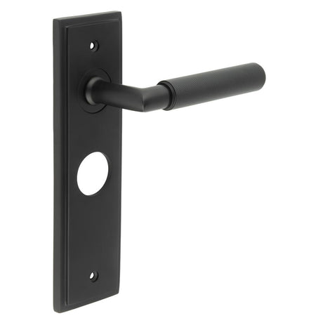 High quality image of Burlington - Piccadilly Door Handle Bathroom Backplate Matt Black Sku. BUR40KIT335