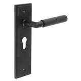 High quality image of Burlington - Piccadilly Door Handle Euro Backplate Matt Black Sku. BUR40KIT336