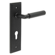 High quality image of Burlington - Piccadilly Door Handle Din Euro Backplate Matt Black Sku. BUR40KIT337